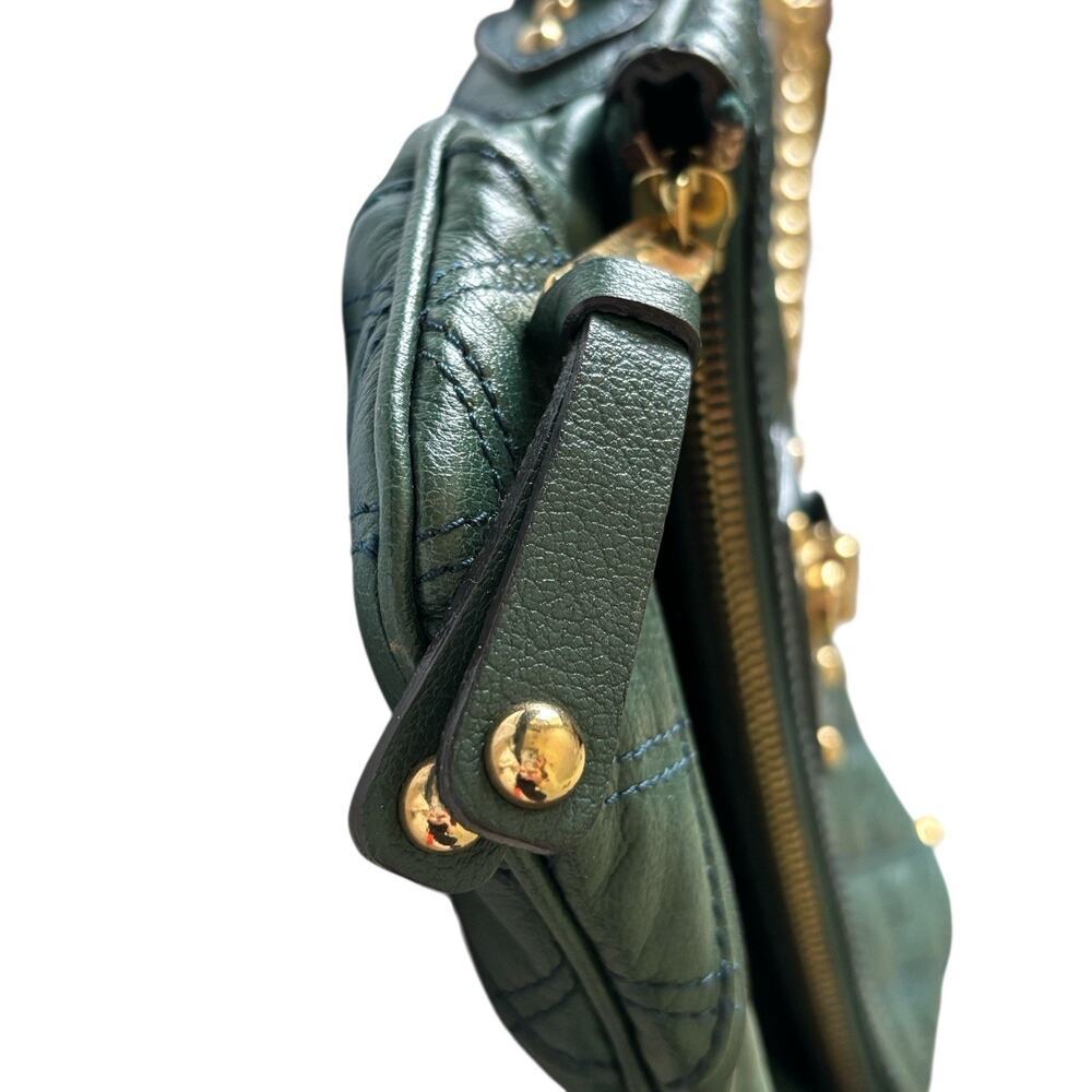 Marc Jacobs Mayfair Green Quilted Leather Heavy Gold Chain Shoulder Bag Preowned - Picture 3 of 11